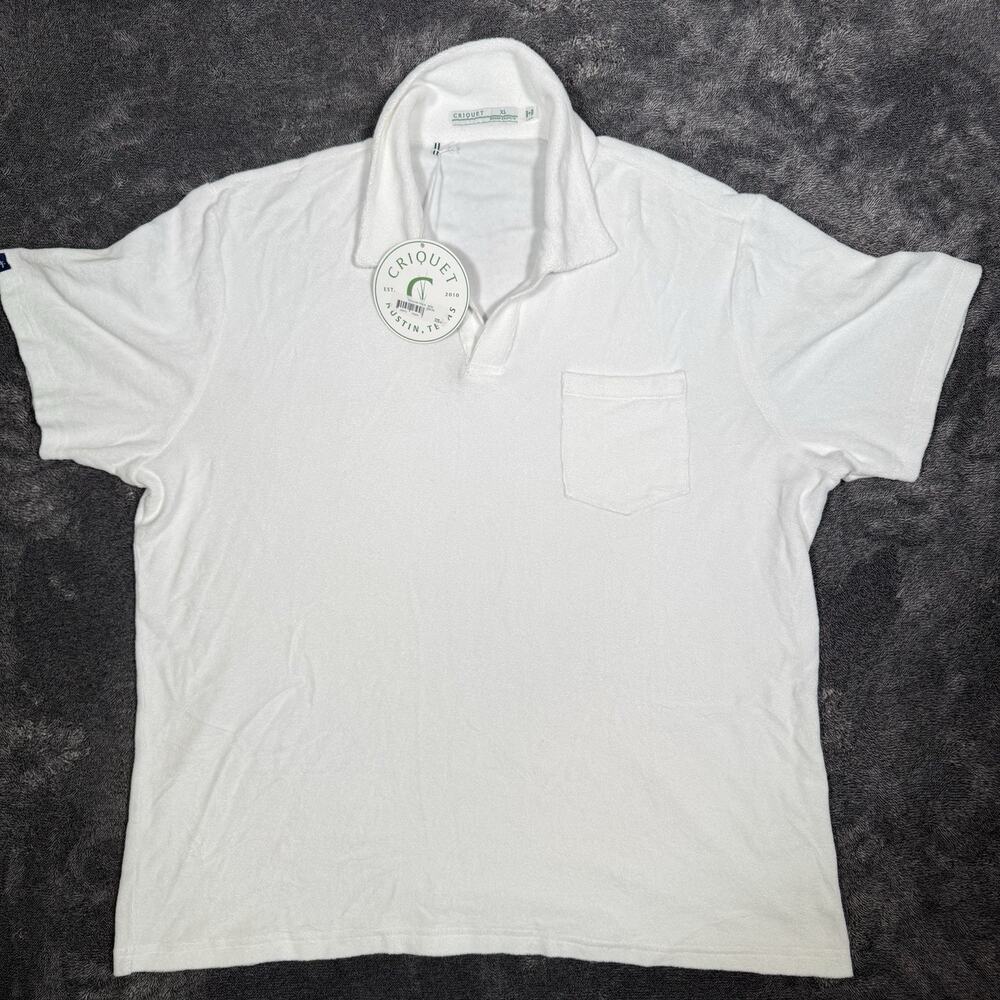 Criquet Polo Shirt Mens XL Terry Cloth White Pocket NWT